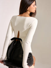 Back Cut-Out & Bow Ribbed Knit Top