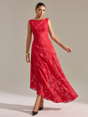 Floral Jacquard Sleeveless Maxi Dress