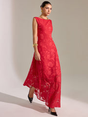 Floral Jacquard Sleeveless Maxi Dress