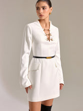 Horsebit Decor V-Neck Dress