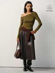 One-Shoulder Long Sleeve T-Shirt