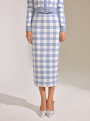 Vintage Plaid Wool Blend Sweater Skirt