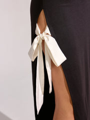 High Slit Bow Sleeveless Maxi Dress