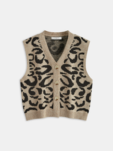 Leopard Print Wool Blend Sweater Vest