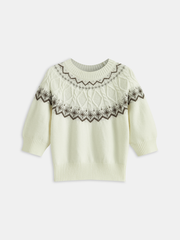 Fair Isle Pattern Short Sleeve Knit Top