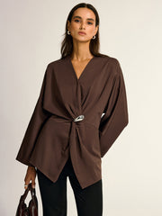 Metal Detail Draped Shirt