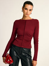 Wool Blend Ruched Long Sleeve T-Shirt