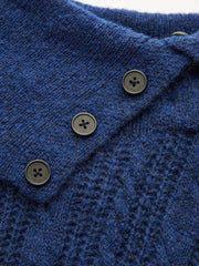 Wool Blend Large Lapel Cable Knit Sweater