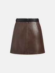 PU Leather Belted Mini Skirt