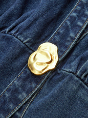 Metal Detail Denim Waist-Cinching Vest