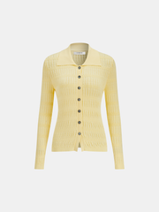 Shirt Collar Textured Knit Button Cardigan