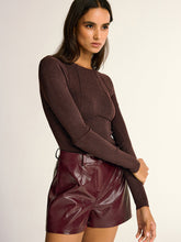 Semi-Sheer Slim Fit Wool Blend Knit Top