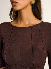 Semi-Sheer Slim Fit Wool Blend Knit Top