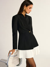 Contrast Pleated Hem Blazer Dress
