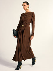 Metal Detail Draped Maxi Dress