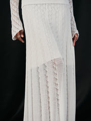 Lace Paneled Knit Maxi Skirt