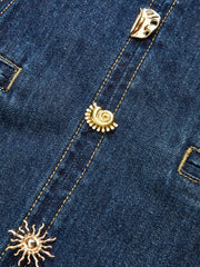 Metal Detail Denim Sleeveless Mini Dress