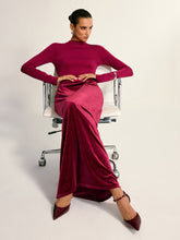 Velvet Panel Mock Neck Backless Maxi Dress