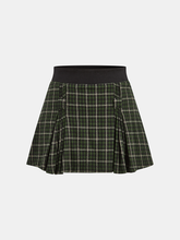 Cotton Pleated Plaid Mini Skirt
