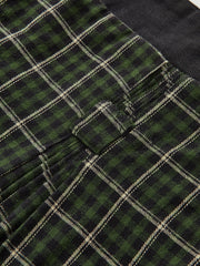 Cotton Pleated Plaid Mini Skirt