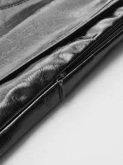 Scalloped Hem Faux Leather Mini Skirt