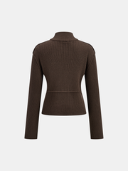 Stand Collar Asymmetric Button Cardigan