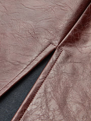 Knot Detail Slit Faux Leather Midi Skirt