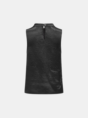 Metal Detail Satin Stand Collar Sleeveless Top