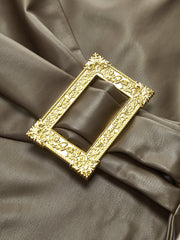 Metal Buckle Faux Leather Mini Skirt