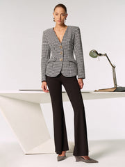 Metal Button Houndstooth Blazer
