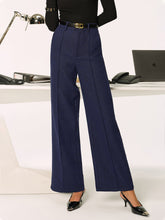 Mid-Waist Tweed Straight-Leg Pants