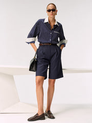 Contrast Collar & Cuff Striped Shirt