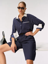 Contrast Collar & Cuff Striped Shirt