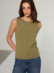 Asymmetric Zipper Sleeveless Top