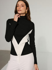 Color-Block Turtleneck Sweater