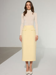 Decor Pocket Back Slit Midi Skirt