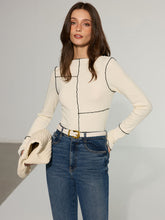 Contrast Stitch Fitted Knit Top