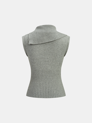 Large Lapel Cable Knit Sleeveless Sweater Vest