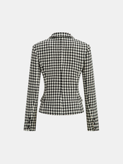 Houndstooth Tweed Double-Breasted Blazer