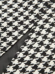 Houndstooth Tweed Slit Front Maxi Skirt