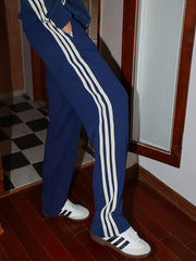 Side Striped Elastic Waist Sweatpants