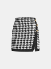 Houndstooth Paneled Knit Mini Skirt