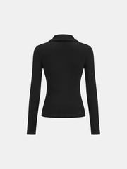 Polo V-Neck Ribbed Cotton Blend T-Shirt