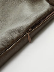 Metal Buckle Faux Leather Mini Skirt