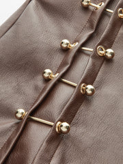 PU Leather Metal Detail Mini Skirt
