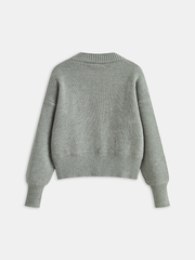 Crew Neck Zip-Up Knit Outerwear