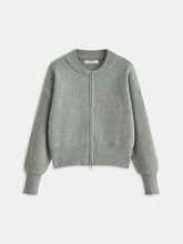 Crew Neck Zip-Up Knit Outerwear