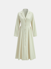 Lapel Collar Button Front Maxi Dress