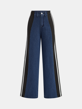 Striped Side Panel Mid-Waist Jeans