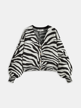 Zebra Print Puff Sleeve Cardigan
